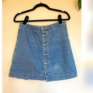 American Apparel Denim A-Line Button Front High Waist Mini Skirt (size M)